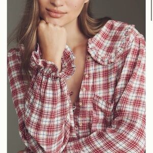 Keira Long-Sleeve Plaid Blouse by Pilcro